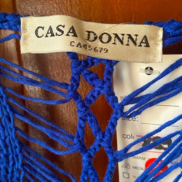 🍀Blue Crocheted Top Size Medium by Casa Dona New - Picture 3 of 4